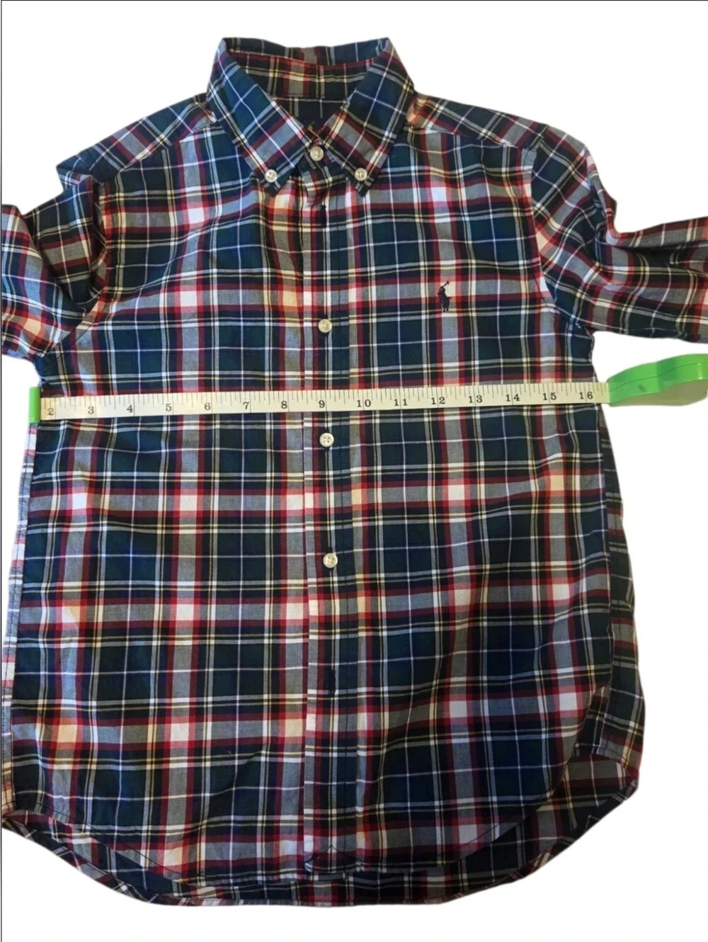 Ralph Lauren Boys Size 7 Plaid Button Down Shirt Natural Stretch